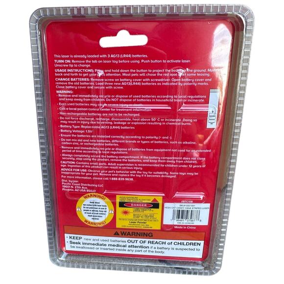 Merry & Bright Fa LaLa Laser Pointer Cat Toy Red White Stripe 3 Holiday Designs - Picture 3 of 4